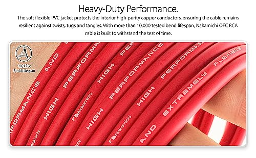 Nakamichi RCA-Kabel aus sauerstofffreiem Kupfer (OFC), 2 Stecker auf 2 Stecker, Audio-Stereo-Subwoofer, Zusatzkabel für Heimkino, HDTV, Verstärker, Hi-Fi-Systeme, Autolautsprecher, Receiver
