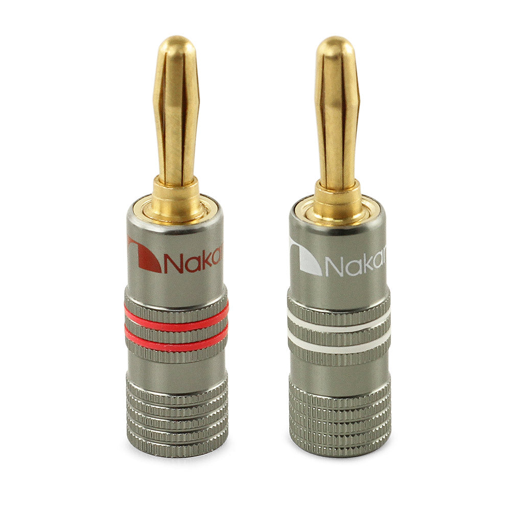 Bananenstecker Nakamichi Ultimate Series, 24 Karat vergoldet, Beryllium-Rotkupfer, 12–18 AWG, Stärke 4 mm, Anschluss für Lautsprecher, Kabelverstärker, Hi-Fi
