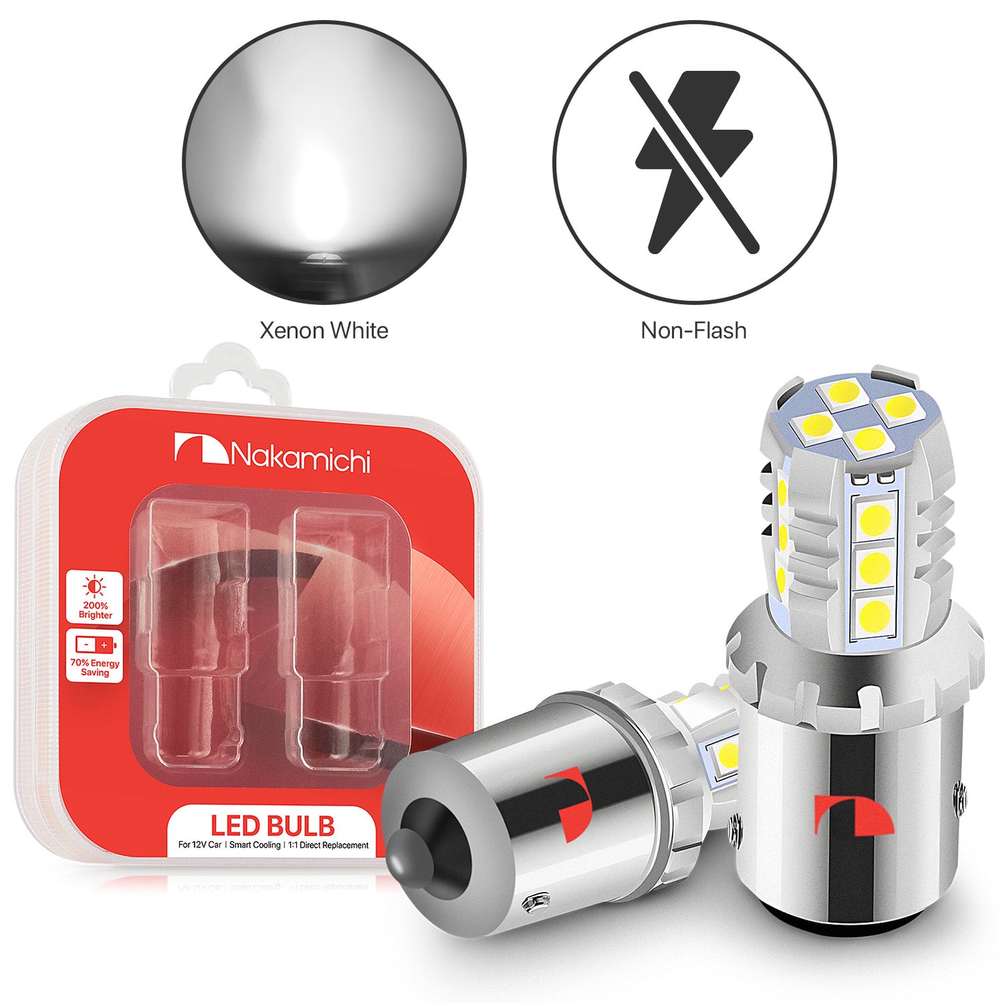 Nakamichi LED-Glühbirne 1156 / P21W 16-SMD 3030 Chipsätze, LED-Ersatzbirnen für Außen-Rückfahrblinkleuchten von Autos (Xenonweiß, 1156 | 16 LEDs)