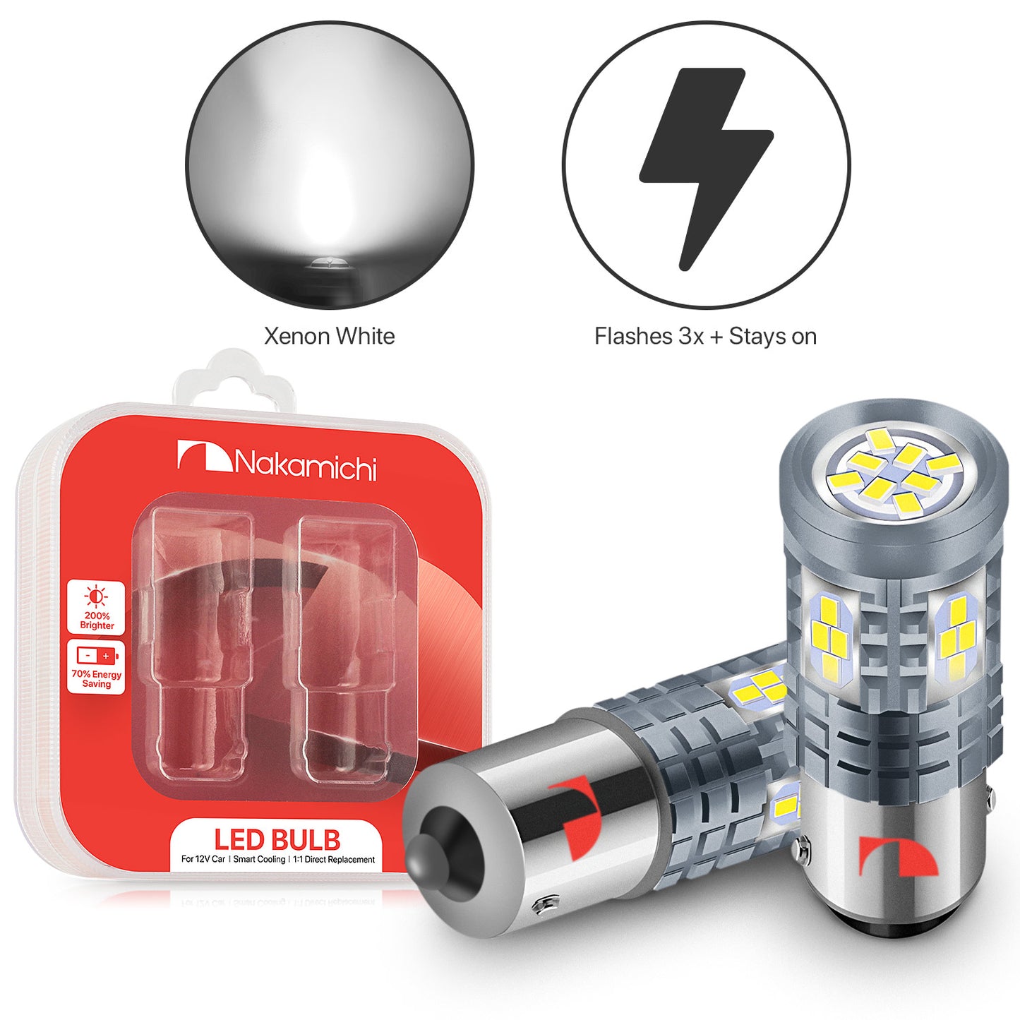 Nakamichi LED-Glühbirne 1156 / P21W 24-SMD 3020 Chipsätze, LED-Ersatzbirnen für Außen-Rückfahrblinkleuchten von Autos (1156 | 24 LEDs)