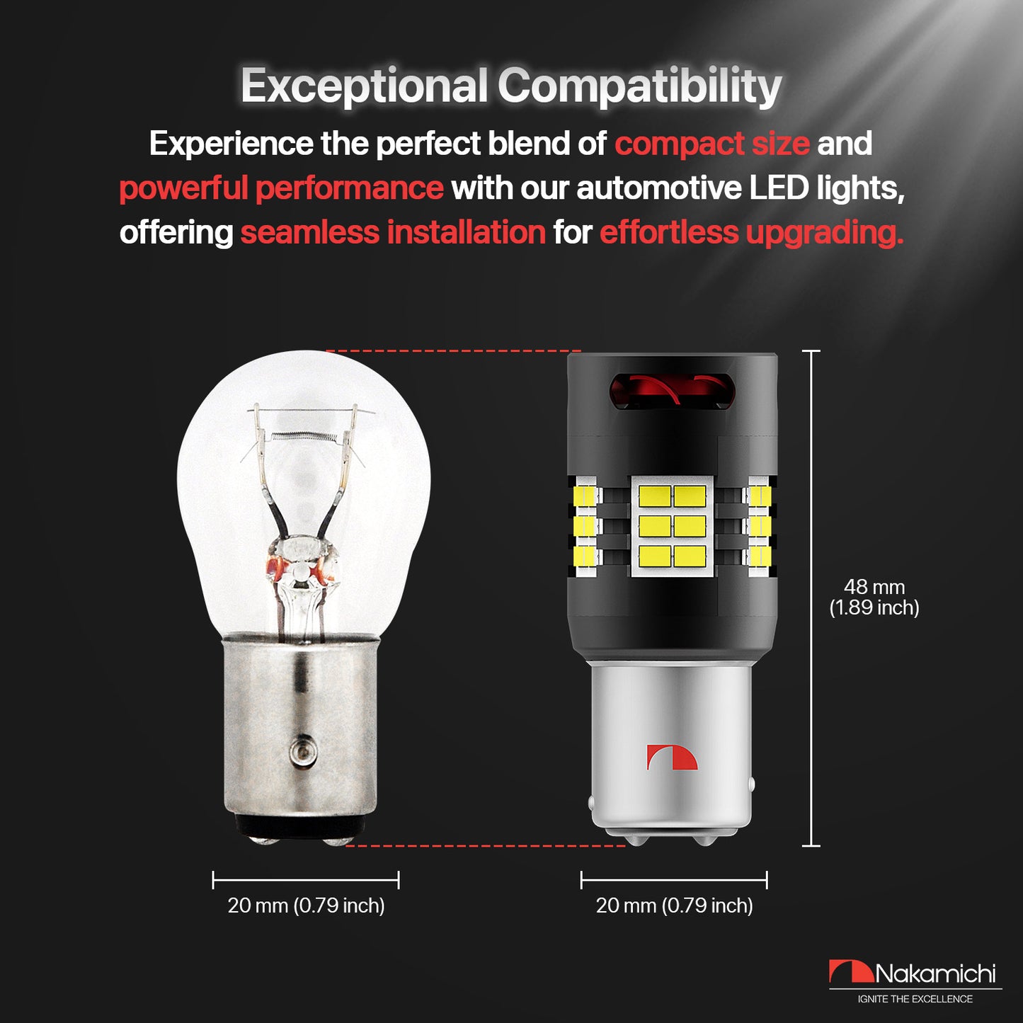 Nakamichi 1157 P21/5W BAY15D 7528 Car LED Bulb Super Bright 30-SMD 3020 Chip with Canbus Error-Free 12,000 RPM Fan for Brake Turn Signal Indicator Parking Tail Light (30 LEDs, Pack of 2)