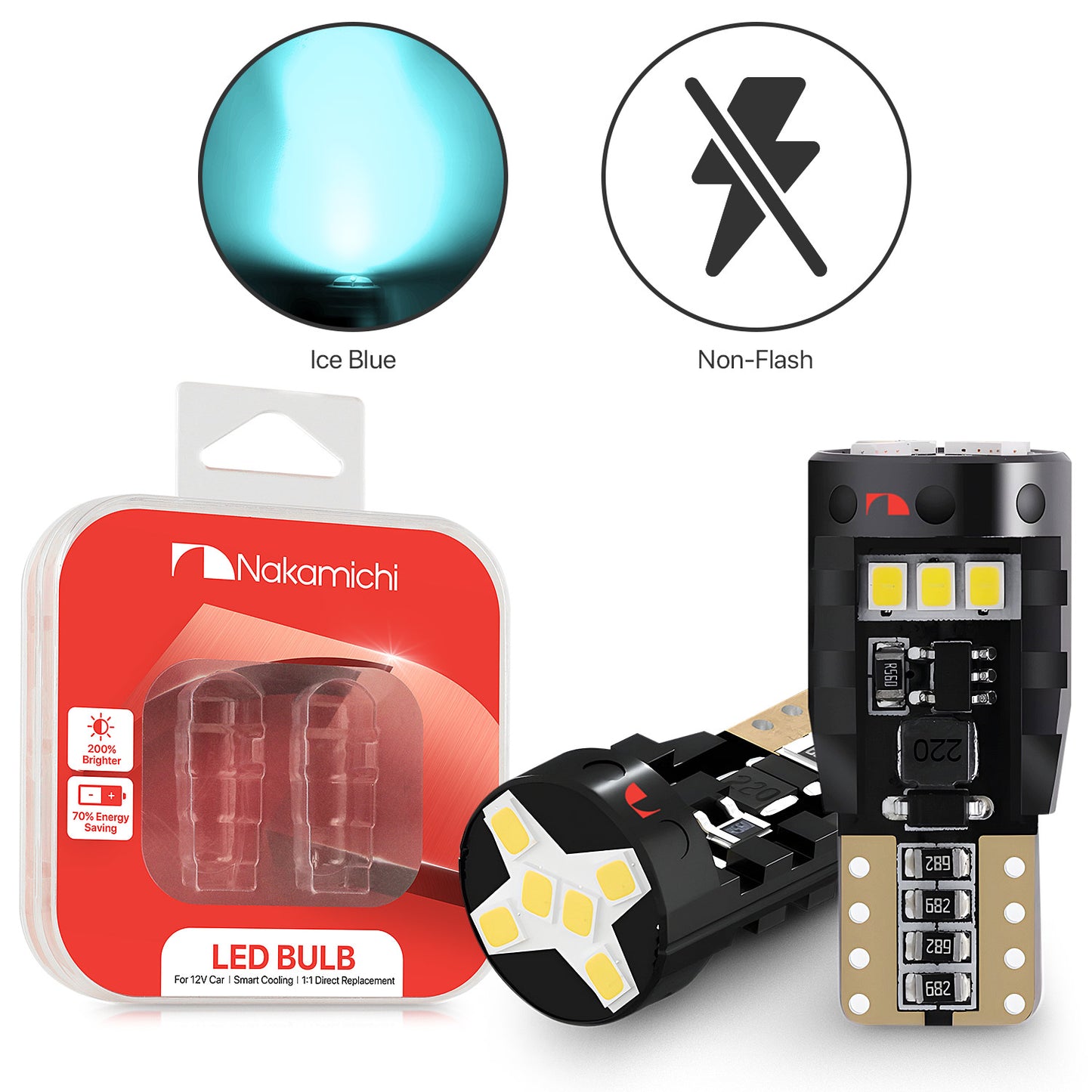 Nakamichi T10 LED-Glühbirne 168 2825 194 W5W Keil 12-SMD 2016 Chipsätze LED-Ersatzbirnen fehlerfrei für Auto-Innenraum-Kuppel-Kartentür-Kennzeichen-Innenraum-Armaturenbrett-Beleuchtung (12 LEDs)