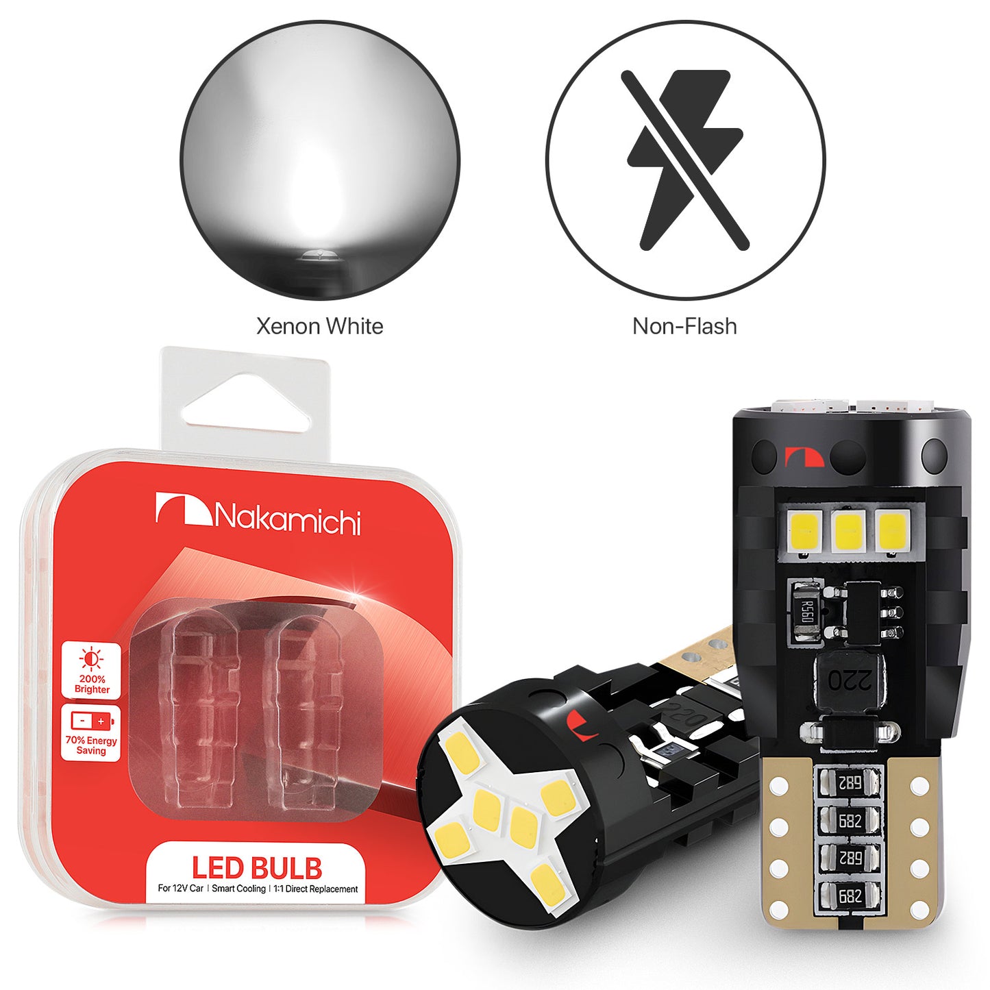 Nakamichi T10 LED-Glühbirne 168 2825 194 W5W Keil 12-SMD 2016 Chipsätze LED-Ersatzbirnen fehlerfrei für Auto-Innenraum-Kuppel-Kartentür-Kennzeichen-Innenraum-Armaturenbrett-Beleuchtung (12 LEDs)