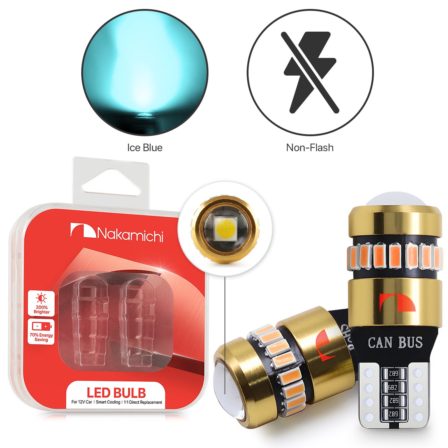 Nakamichi T10 LED-Glühbirne 168 2825 194 W5W Keil 18+1 SMD 3014 Chipsätze LED-Ersatzbirnen fehlerfrei für Auto-Innenraum-Kuppel-Kartentür-Kennzeichen-Innenraum-Armaturenbrett-Beleuchtung (19 LEDs)