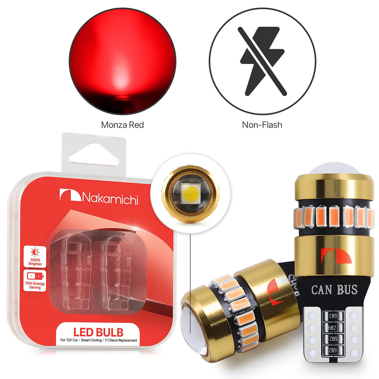 Nakamichi T10 LED-Glühbirne 168 2825 194 W5W Keil 18+1 SMD 3014 Chipsätze LED-Ersatzbirnen fehlerfrei für Auto-Innenraum-Kuppel-Kartentür-Kennzeichen-Innenraum-Armaturenbrett-Beleuchtung (19 LEDs)