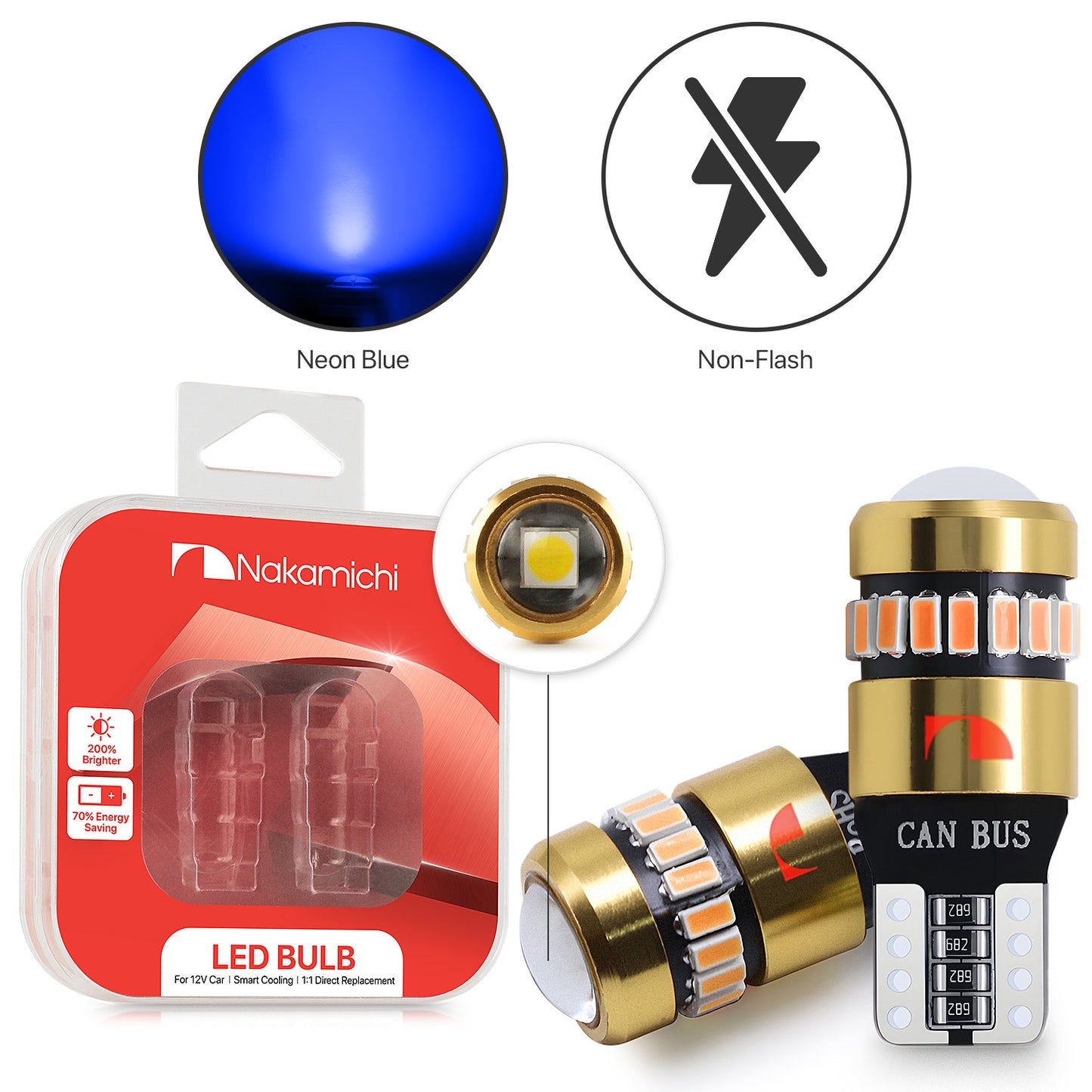 Nakamichi T10 LED-Glühbirne 168 2825 194 W5W Keil 18+1 SMD 3014 Chipsätze LED-Ersatzbirnen fehlerfrei für Auto-Innenraum-Kuppel-Kartentür-Kennzeichen-Innenraum-Armaturenbrett-Beleuchtung (19 LEDs)