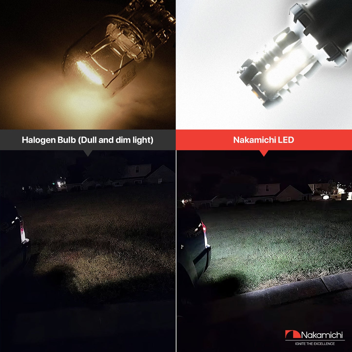 Nakamichi LED-Glühbirne T20-7440 / W21W 16-SMD 3030 Chipsätze, LED-Ersatzbirnen für Außen-Rückfahrblinker von Autos (Xenonweiß, 7440 | 16 LEDs)