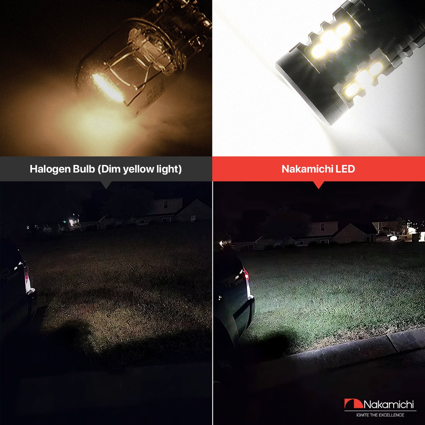 Nakamichi LED-Glühbirne T20-7440 / W21W 24-SMD 3020 Chipsätze, LED-Ersatzbirnen für Außen-Rückfahrblinker von Autos (Xenonweiß, 7440 | 24 LEDs)