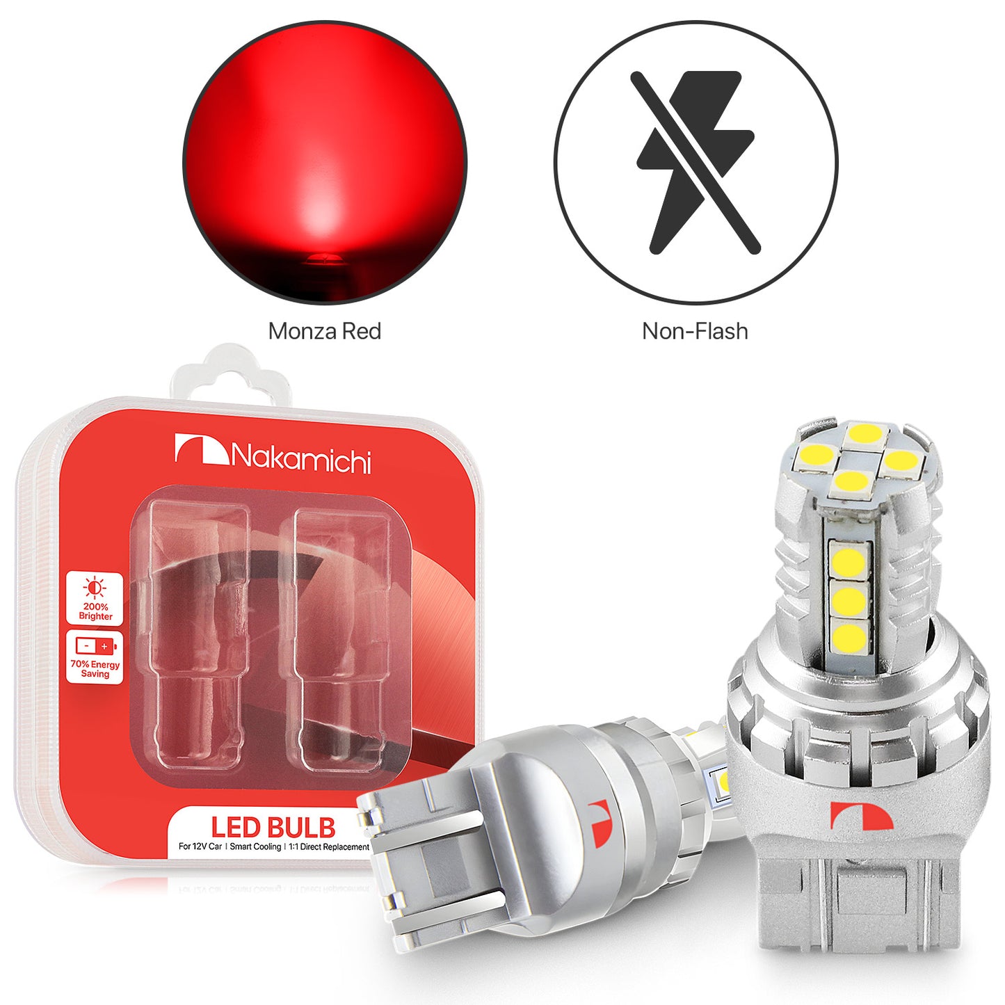 Nakamichi T20-7443 / W21/5W LED Light Bulb 16-SMD 3030 Chipsets LED Replacement Bulbs Car Exterior Reversing Indicator Lights (7443 | 16 LEDs)