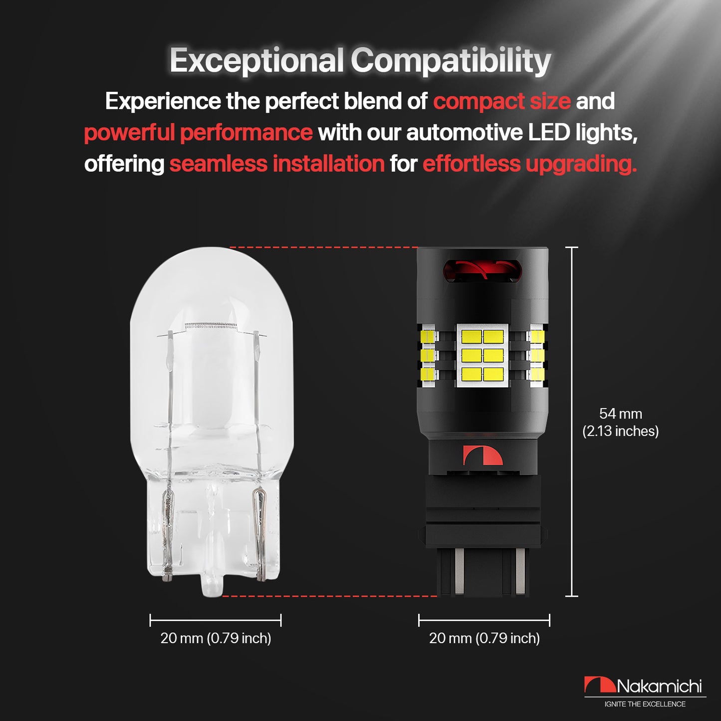 Nakamichi T25 3156 3157 P27W P27/7W Car LED Bulb 30-SMD 3020 Chip with Canbus Error-Free 12,000 RPM Fan for Brake Turn Signal Indicator Reverse Backup Tail Light (30 LEDs, Pack of 2)