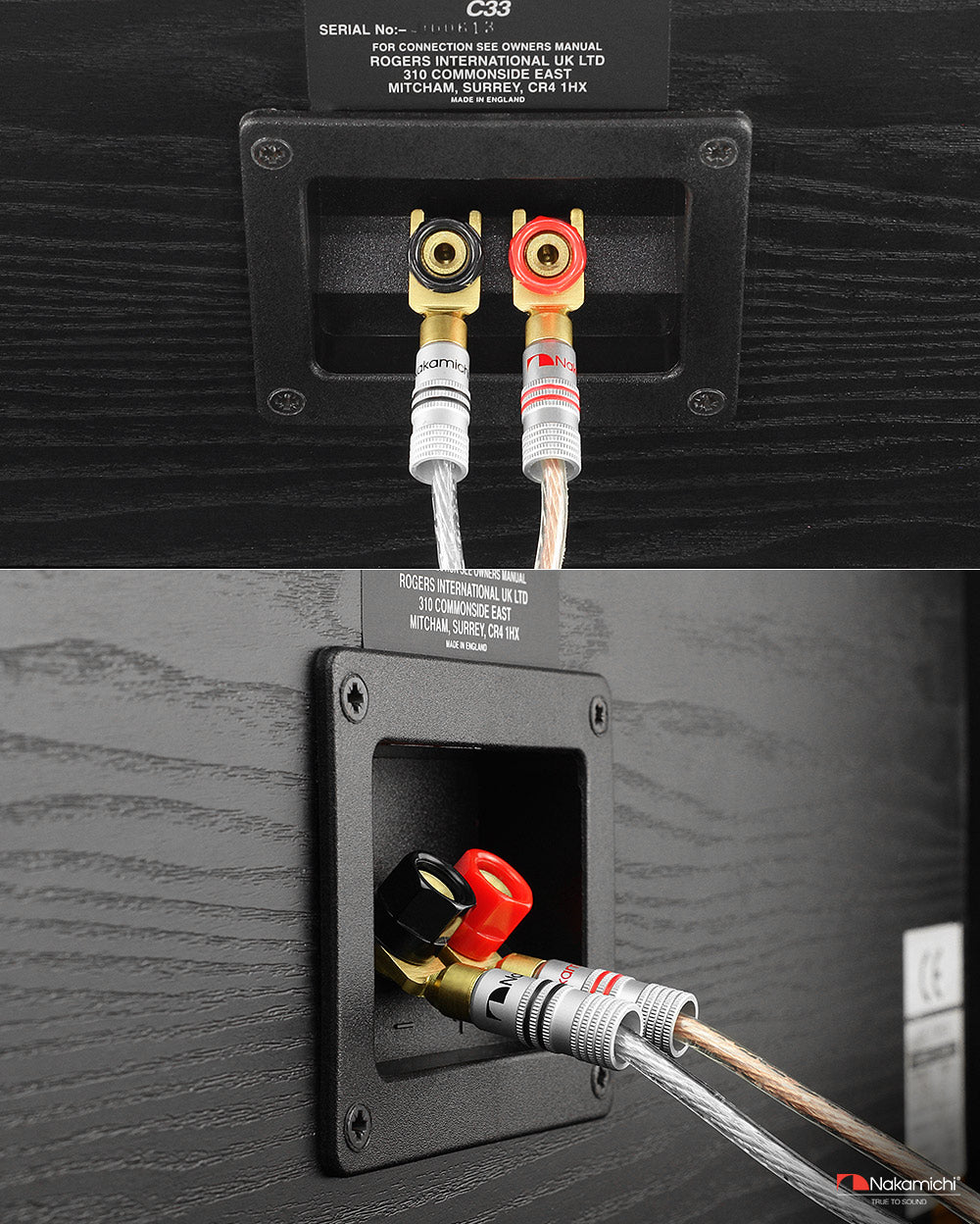 Nakamichi Excel-Serie, 24 Karat vergoldeter Y-Bananenstecker mit Flachstecker, 12–18 AWG, Stärke 4 mm, für Lautsprecher, Verstärker, Hi-Fi, AV, Stereo, Heimkino, Audiokabel, Schraubverbinder