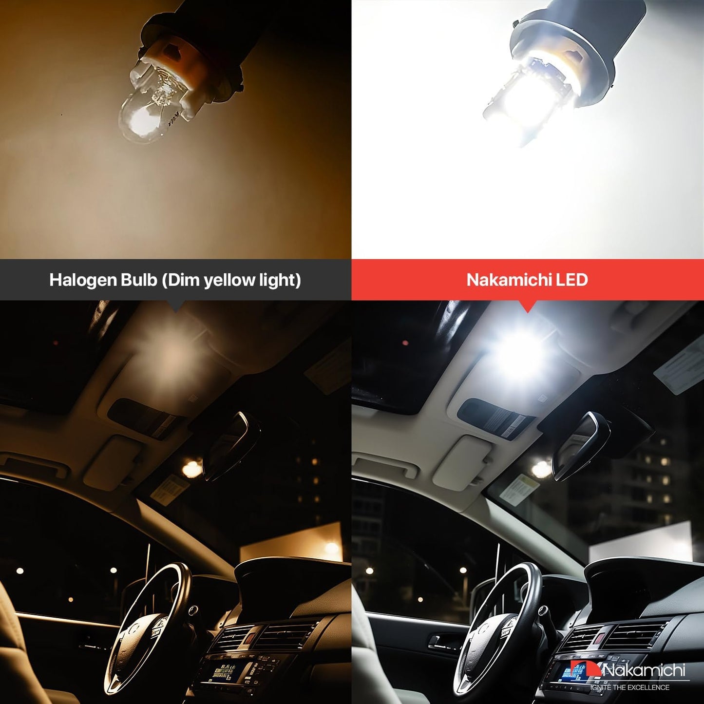 Nakamichi T10 LED-Glühbirne 168 2825 194 W5W Keil 12-SMD 2016 Chipsätze LED-Ersatzbirnen fehlerfrei für Auto-Innenraum-Kuppel-Kartentür-Kennzeichen-Innenraum-Armaturenbrett-Beleuchtung (12 LEDs)