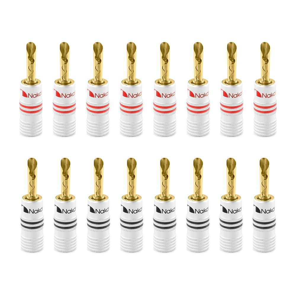 Nakamichi Excel Series 24k Gold Plated BFA Banana Plug 12-18 AWG Gauge Size 4mm for Speakers Amplifier Hi-Fi AV Stereo Home Theatre Audio Wire Cable Screw Connector