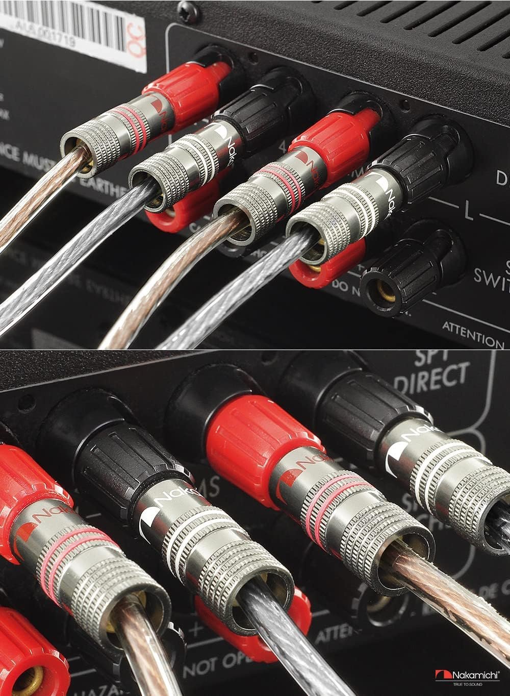 Bananenstecker Nakamichi Ultimate Series, 24 Karat vergoldet, Beryllium-Rotkupfer, 12–18 AWG, Stärke 4 mm, Anschluss für Lautsprecher, Kabelverstärker, Hi-Fi