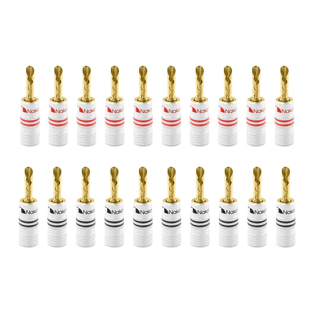 Nakamichi Excel Series 24k Gold Plated BFA Banana Plug 12-18 AWG Gauge Size 4mm for Speakers Amplifier Hi-Fi AV Stereo Home Theatre Audio Wire Cable Screw Connector