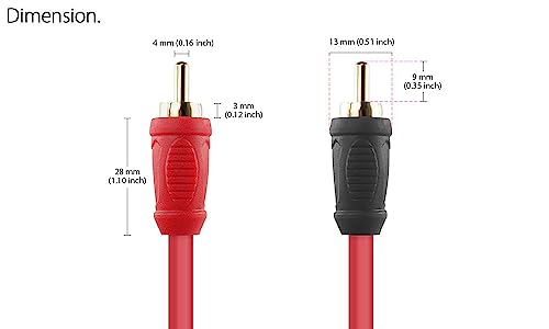 Nakamichi RCA Oxygen Free Copper (OFC) Cable 2-Male to 2-Male Audio Stereo Subwoofer Auxiliary Cord for Home Theater HDTV Amplifier Hi-Fi Systems Car Speakers Receiver