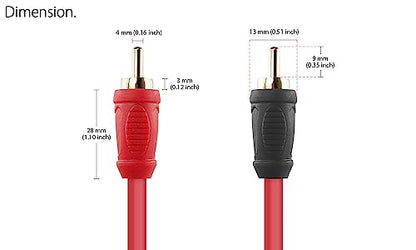 Nakamichi RCA Oxygen Free Copper (OFC) Cable 2-Male to 2-Male Audio Stereo Subwoofer Auxiliary Cord for Home Theater HDTV Amplifier Hi-Fi Systems Car Speakers Receiver