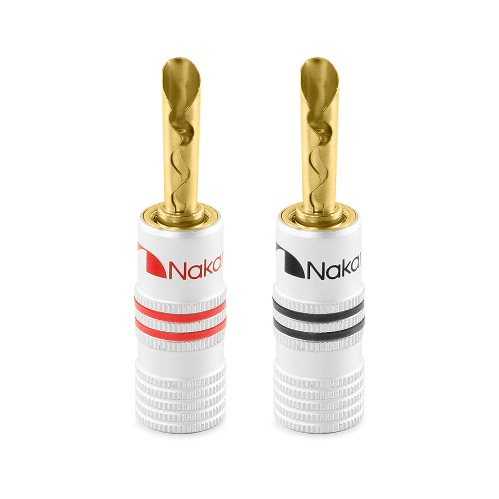 Nakamichi Excel Series 24k Gold Plated BFA Banana Plug 12-18 AWG Gauge Size 4mm for Speakers Amplifier Hi-Fi AV Stereo Home Theatre Audio Wire Cable Screw Connector