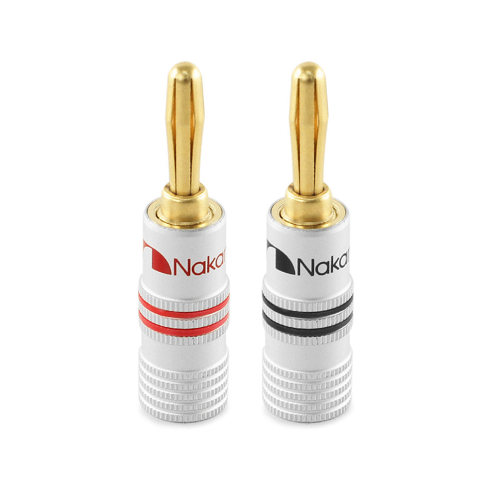 Nakamichi Excel Series 24k Gold Plated Banana Plug 12 AWG - 18 AWG Gauge Size 4mm for Speakers Amplifier Hi-Fi AV Receiver Stereo Home Theatre Radio Audio Wire Cable Screw Connector