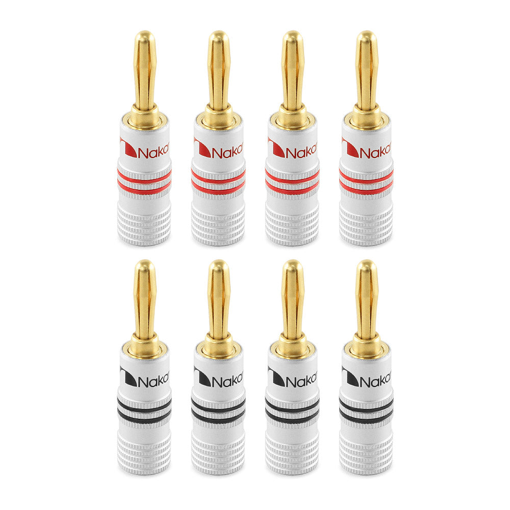 Nakamichi Excel Series 24k Gold Plated Banana Plug 12 AWG - 18 AWG Gauge Size 4mm for Speakers Amplifier Hi-Fi AV Receiver Stereo Home Theatre Radio Audio Wire Cable Screw Connector