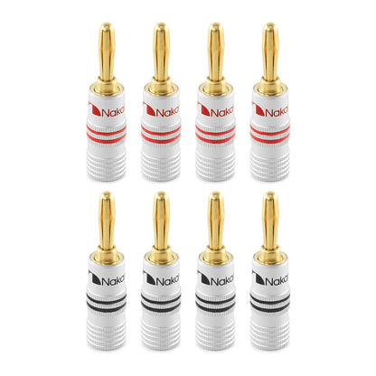 Nakamichi Excel Series 24k Gold Plated Banana Plug 12 AWG - 18 AWG Gauge Size 4mm for Speakers Amplifier Hi-Fi AV Receiver Stereo Home Theatre Radio Audio Wire Cable Screw Connector