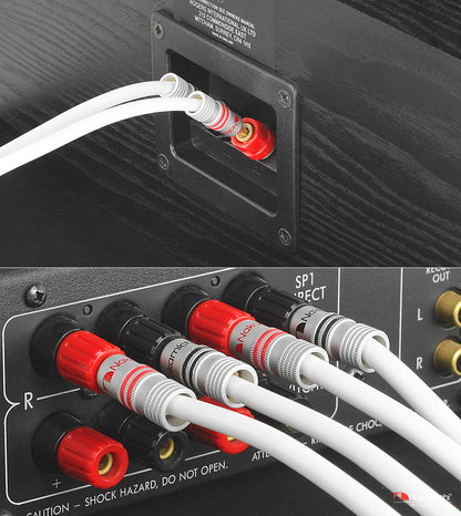 24 Karat vergoldeter Bananenstecker der Nakamichi Excel-Serie mit (6 Fuß) 12 AWG-Lautsprecherkabeldraht, 99,9 % sauerstofffreies Kupfer (OFC), strapazierfähig geflochten, für Verstärker, Hi-Fi, Heimkino 