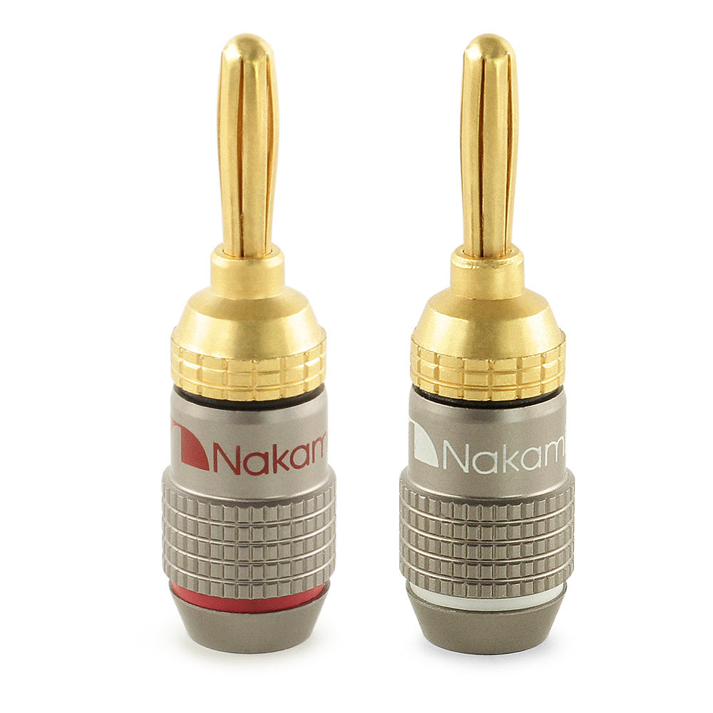 Nakamichi FanLock Excel Series 24k Gold Plated Banana Plug 10 AWG - 18 AWG Gauge Size 4mm for Speakers Amplifier Hi-Fi Stereo Home Theatre Radio Audio Wire Cable Quick Connector