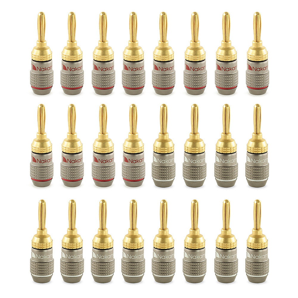 Nakamichi FanLock Excel Series 24k Gold Plated Banana Plug 10 AWG - 18 AWG Gauge Size 4mm for Speakers Amplifier Hi-Fi Stereo Home Theatre Radio Audio Wire Cable Quick Connector