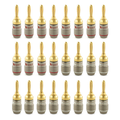 Nakamichi FanLock Excel Series 24k Gold Plated Banana Plug 10 AWG - 18 AWG Gauge Size 4mm for Speakers Amplifier Hi-Fi Stereo Home Theatre Radio Audio Wire Cable Quick Connector