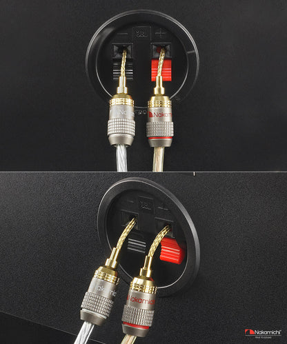 Nakamichi FanLock Excel Series 24k Gold Plated 2mm Flex Pin Banana Plugs 10 AWG - 18 AWG Gauge Size for Spring Clip Terminal Speakers Amplifier Hi-Fi Wire Cable Quick Connector