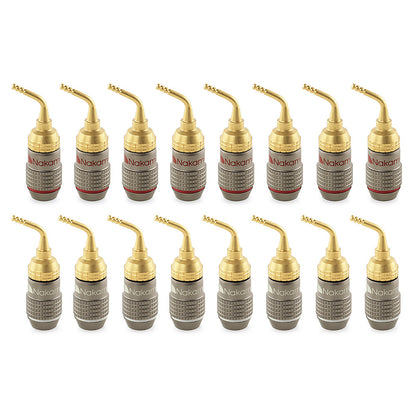 Nakamichi FanLock Excel Series 24k Gold Plated 2mm Pin Plug Banana 10 AWG - 18 AWG Gauge Size 4mm for Spring Clip Speakers Amplifier Hi-Fi Home Theatre Wire Cable Quick Connector