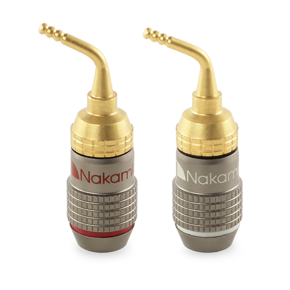 Nakamichi FanLock Excel Series 24k Gold Plated 2mm Pin Plug Banana 10 AWG - 18 AWG Gauge Size 4mm for Spring Clip Speakers Amplifier Hi-Fi Home Theatre Wire Cable Quick Connector