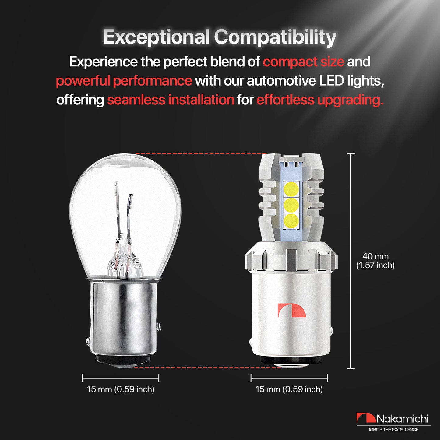 Nakamichi LED Light Bulb 1156 T20-7440 / W21W 16-SMD 3030 Chipsets LED Replacement Bulbs for Car Exterior Reversing Indicator Lights (Xenon White, 1156 | 16 LEDs)