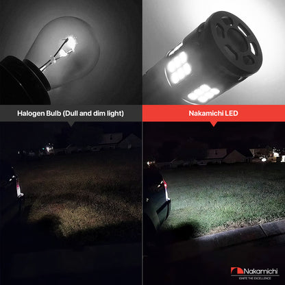 Nakamichi 1157 P21/5W BAY15D 7528 Car LED Bulb Super Bright 30-SMD 3020 Chip with Canbus Error-Free 12,000 RPM Fan for Brake Turn Signal Indicator Parking Tail Light (30 LEDs, Pack of 2)