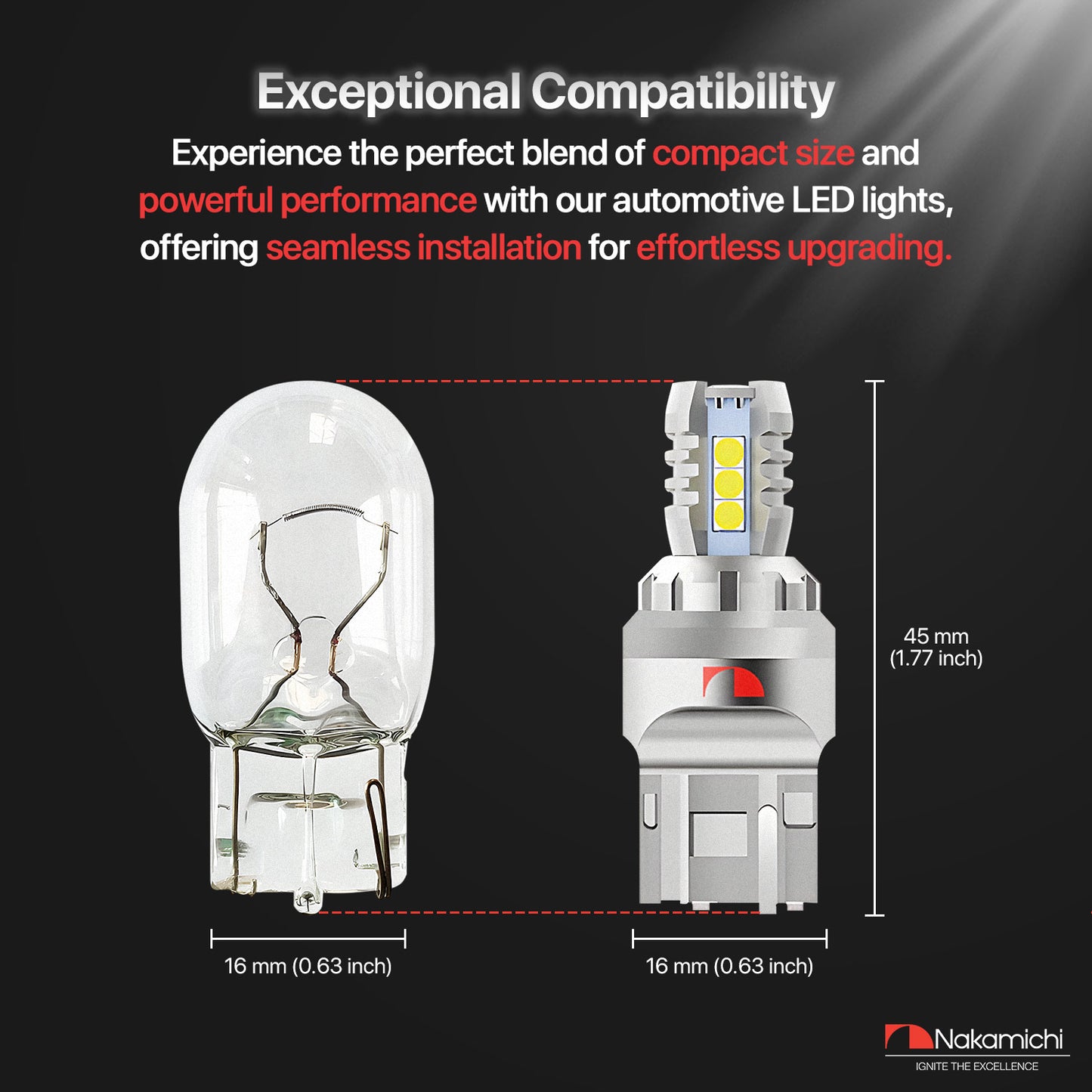 Nakamichi LED Light Bulb 1156 T20-7440 / W21W 16-SMD 3030 Chipsets LED Replacement Bulbs for Car Exterior Reversing Indicator Lights (Xenon White, 7440 | 16 LEDs)