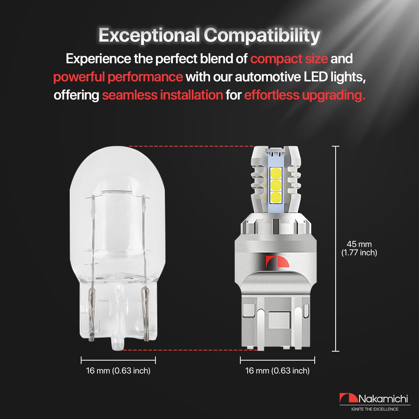 Nakamichi 1156 1157 T20-7443 / W21/5W LED Light Bulb 16-SMD 3030 Chipsets LED Replacement Bulbs Car Exterior Reversing Indicator Lights (7443 | 16 LEDs)