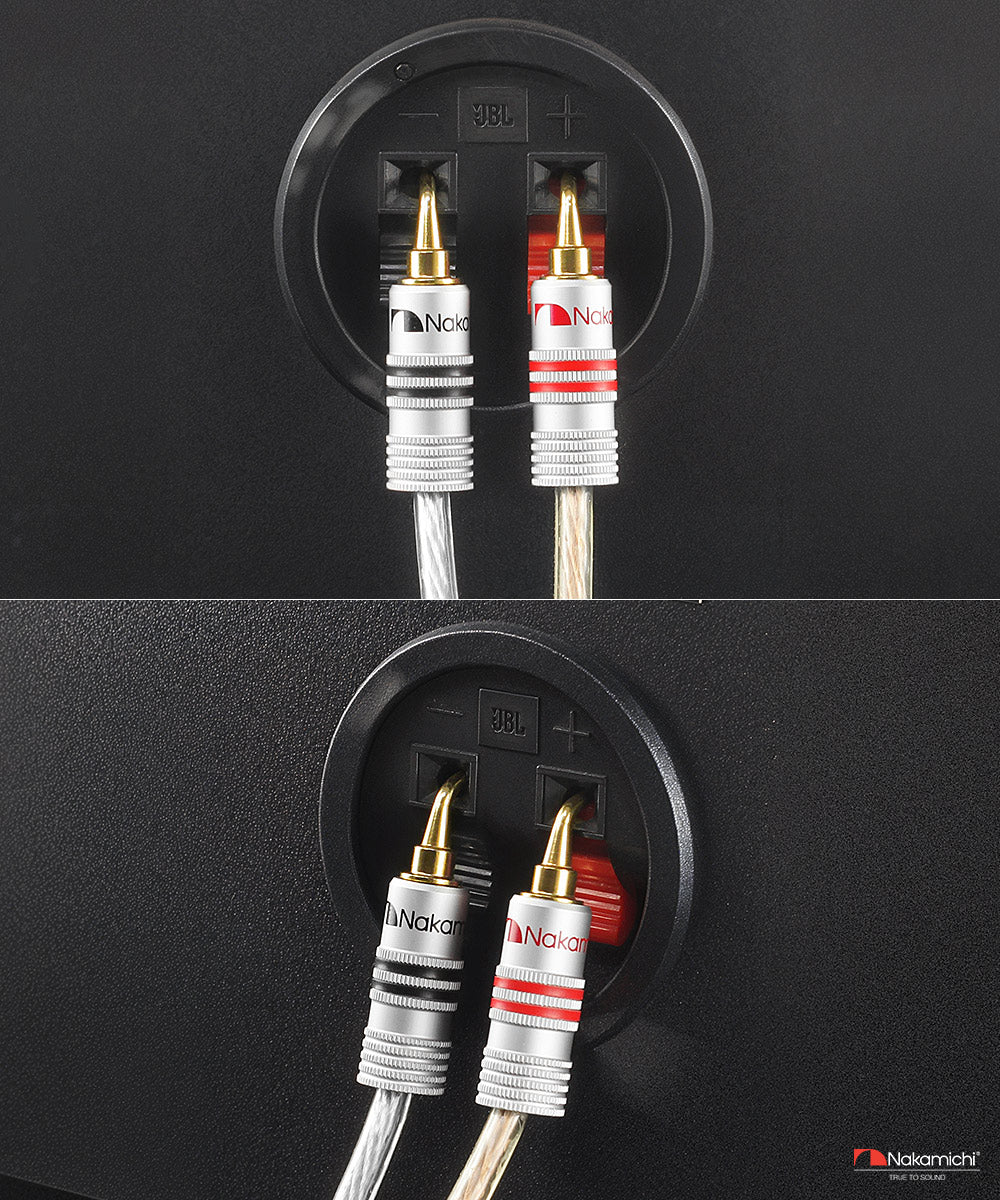 Nakamichi GrubLock Excel Series 24K Gold Plated 2 mm Pin Plugs Banana 10 AWG - 18 AWG Gauge Size 4 mm for Spring Clip Terminal Speakers Amplifier Hi-Fi Wire Cable Screw Connector