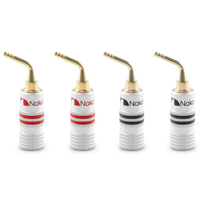 Nakamichi GrubLock Excel Series 24K Gold Plated 2 mm Pin Plugs Banana 10 AWG - 18 AWG Gauge Size 4 mm for Spring Clip Terminal Speakers Amplifier Hi-Fi Wire Cable Screw Connector