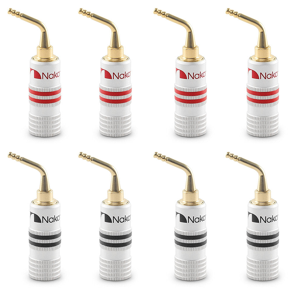 Nakamichi GrubLock Excel Series 24K Gold Plated 2 mm Pin Plugs Banana 10 AWG - 18 AWG Gauge Size 4 mm for Spring Clip Terminal Speakers Amplifier Hi-Fi Wire Cable Screw Connector