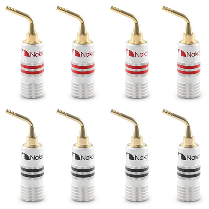 Nakamichi GrubLock Excel Series 24K Gold Plated 2 mm Pin Plugs Banana 10 AWG - 18 AWG Gauge Size 4 mm for Spring Clip Terminal Speakers Amplifier Hi-Fi Wire Cable Screw Connector