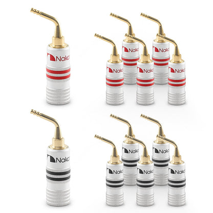 Nakamichi GrubLock Excel Series 24K Gold Plated 2 mm Pin Plugs Banana 10 AWG - 18 AWG Gauge Size 4 mm for Spring Clip Terminal Speakers Amplifier Hi-Fi Wire Cable Screw Connector
