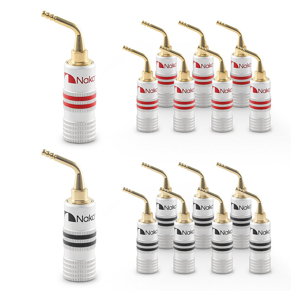 Nakamichi GrubLock Excel Series 24K Gold Plated 2 mm Pin Plugs Banana 10 AWG - 18 AWG Gauge Size 4 mm for Spring Clip Terminal Speakers Amplifier Hi-Fi Wire Cable Screw Connector