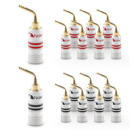 Nakamichi GrubLock Excel Series 24K Gold Plated 2 mm Pin Plugs Banana 10 AWG - 18 AWG Gauge Size 4 mm for Spring Clip Terminal Speakers Amplifier Hi-Fi Wire Cable Screw Connector