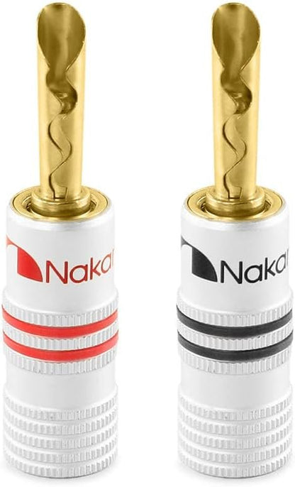 Nakamichi Excel Series 24k Gold Plated BFA Banana Plug 12-18 AWG Gauge Size 4mm for Speakers Amplifier Hi-Fi AV Stereo Home Theatre Audio Wire Cable Screw Connector