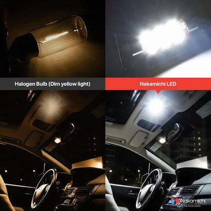 Nakamichi LED Bulb 578 C5W Festoon LED Bulbs CANBUS Error Free 12-SMD 2016 Chipsets LED Replacement for Car Interior Map Dome Courtesy License Plate Lights (Pack of 2) (31-41mm)