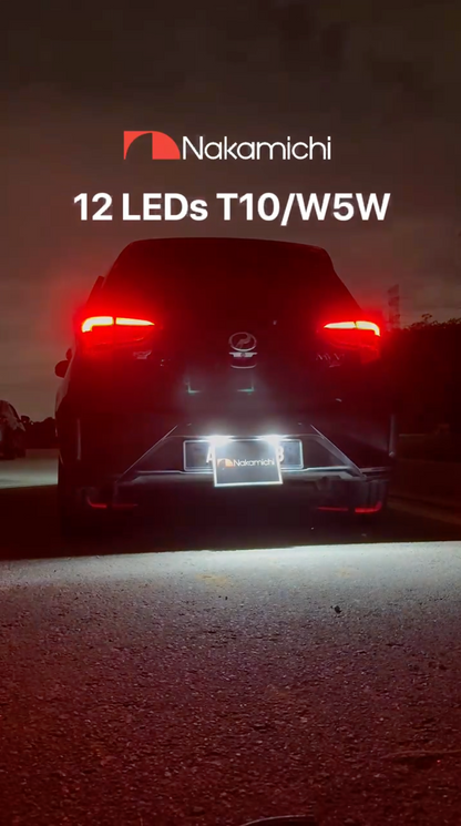 Nakamichi T10 LED Light Bulb 168 2825 194 W5W Wedge 12-SMD 2016 Chipsets LED Replacement Bulbs Error Free for Car Interior Dome Map Door License Courtesy Dash Lights (12 LEDs)