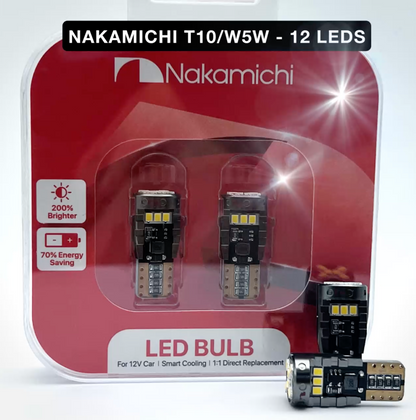 Nakamichi T10 LED Light Bulb 168 2825 194 W5W Wedge 12-SMD 2016 Chipsets LED Replacement Bulbs Error Free for Car Interior Dome Map Door License Courtesy Dash Lights (12 LEDs)